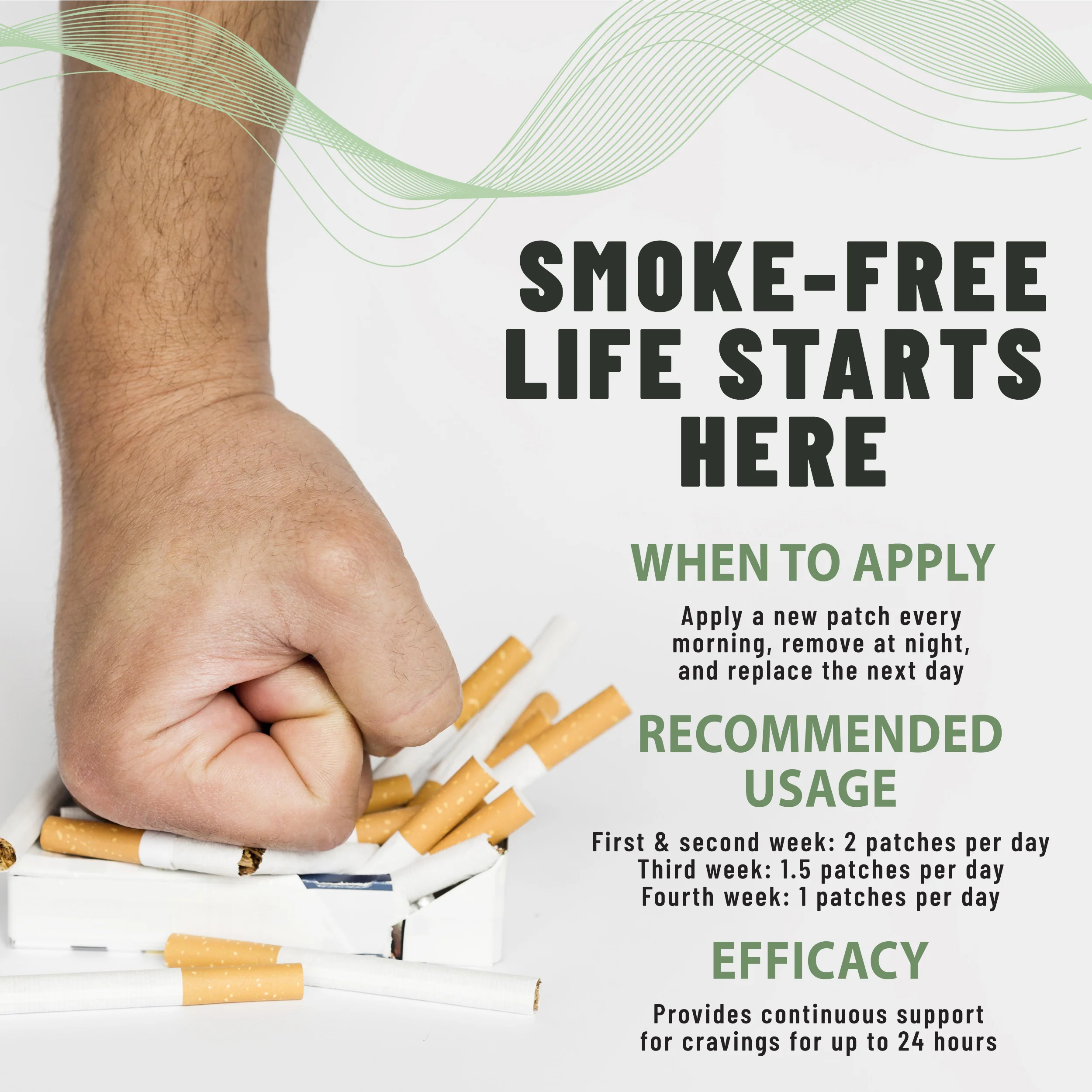 Anti-Smoke Herbal Patches to Help Reduce Cravings, Circle Shape 7mg (Green), 30 patches - Image 3