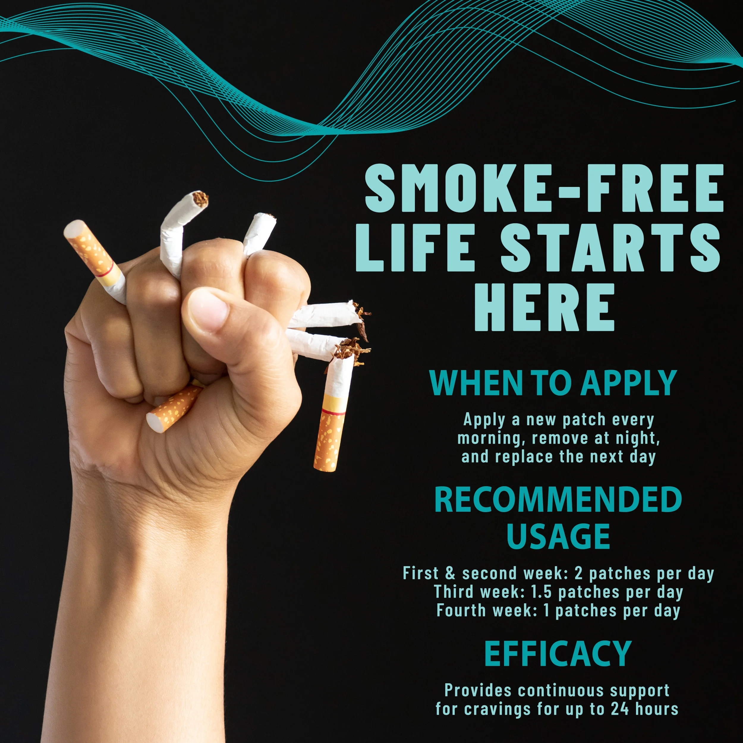 Anti-Smoke Herbal Patches to Help Reduce Cravings, Circle Shape 21mg (Teal), 30 patches - Image 3