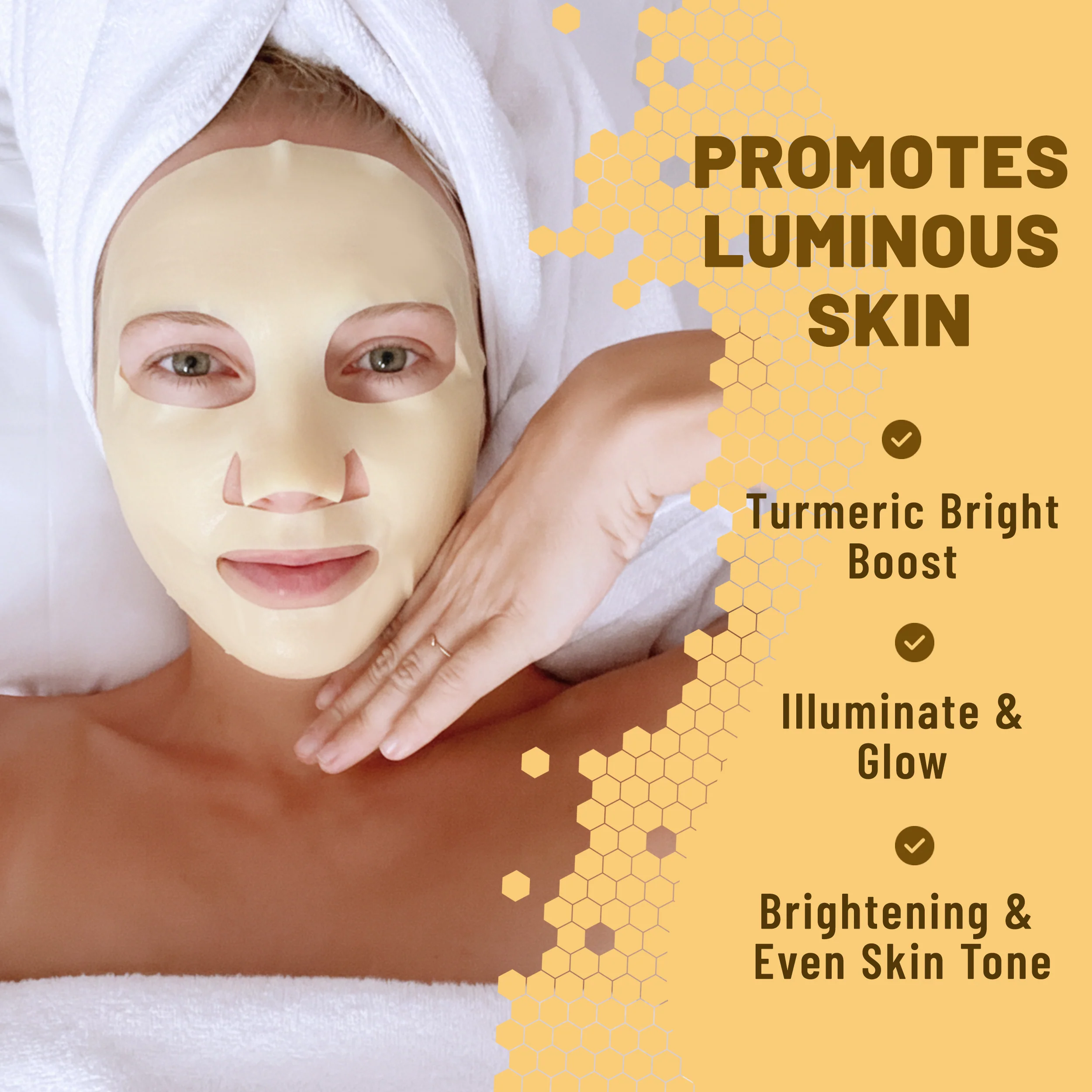 Bio-Collagen Overnight Face Mask, Brightening & Illuminating Sheet Mask with Turmeric & Vitamin C, 6 Masks - Image 3