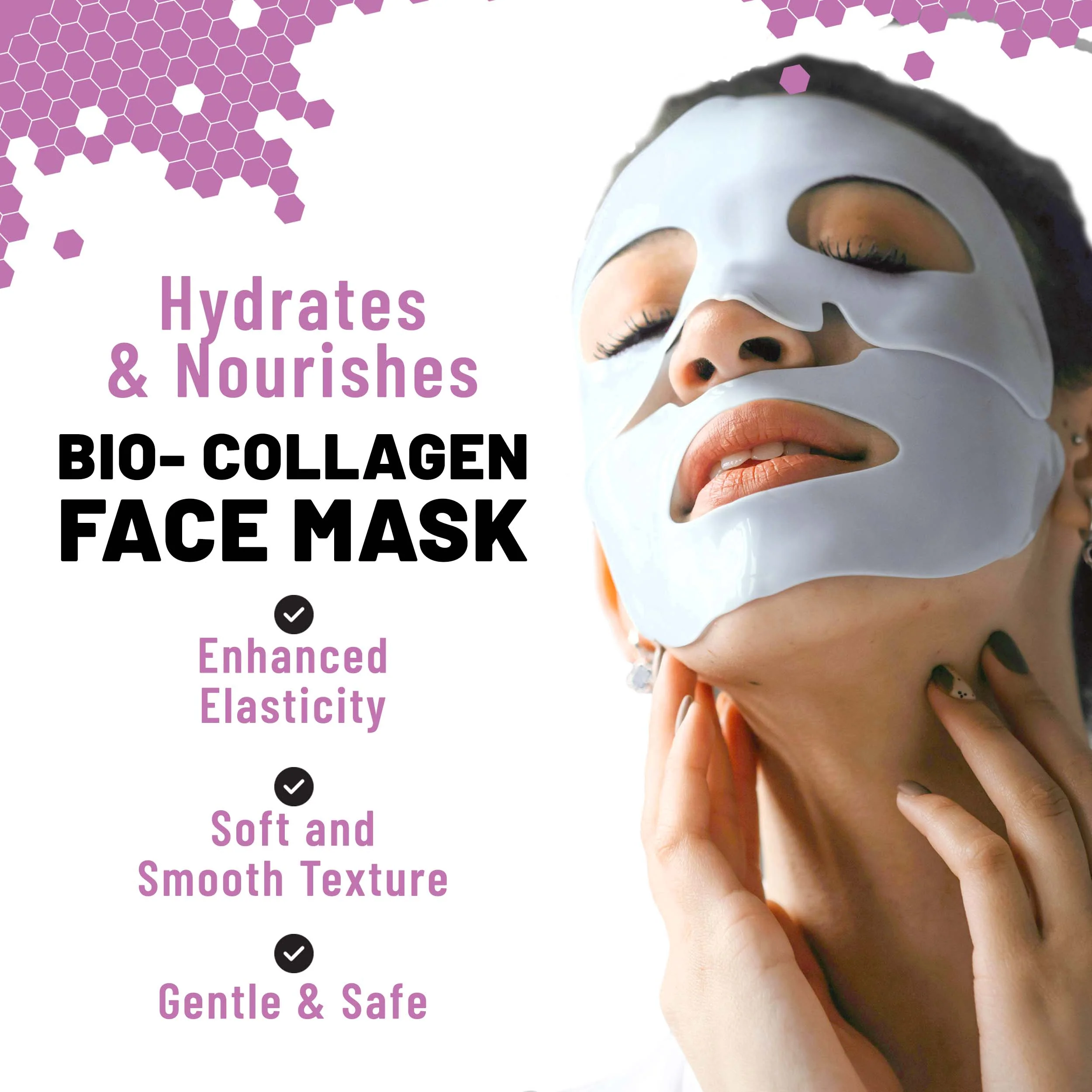 Bio-Collagen Overnight Face Mask, Hydrating & Nourishing Sheet Mask with Collagen, Hyaluronic Acid & Niacinamide, 6 masks - Image 4