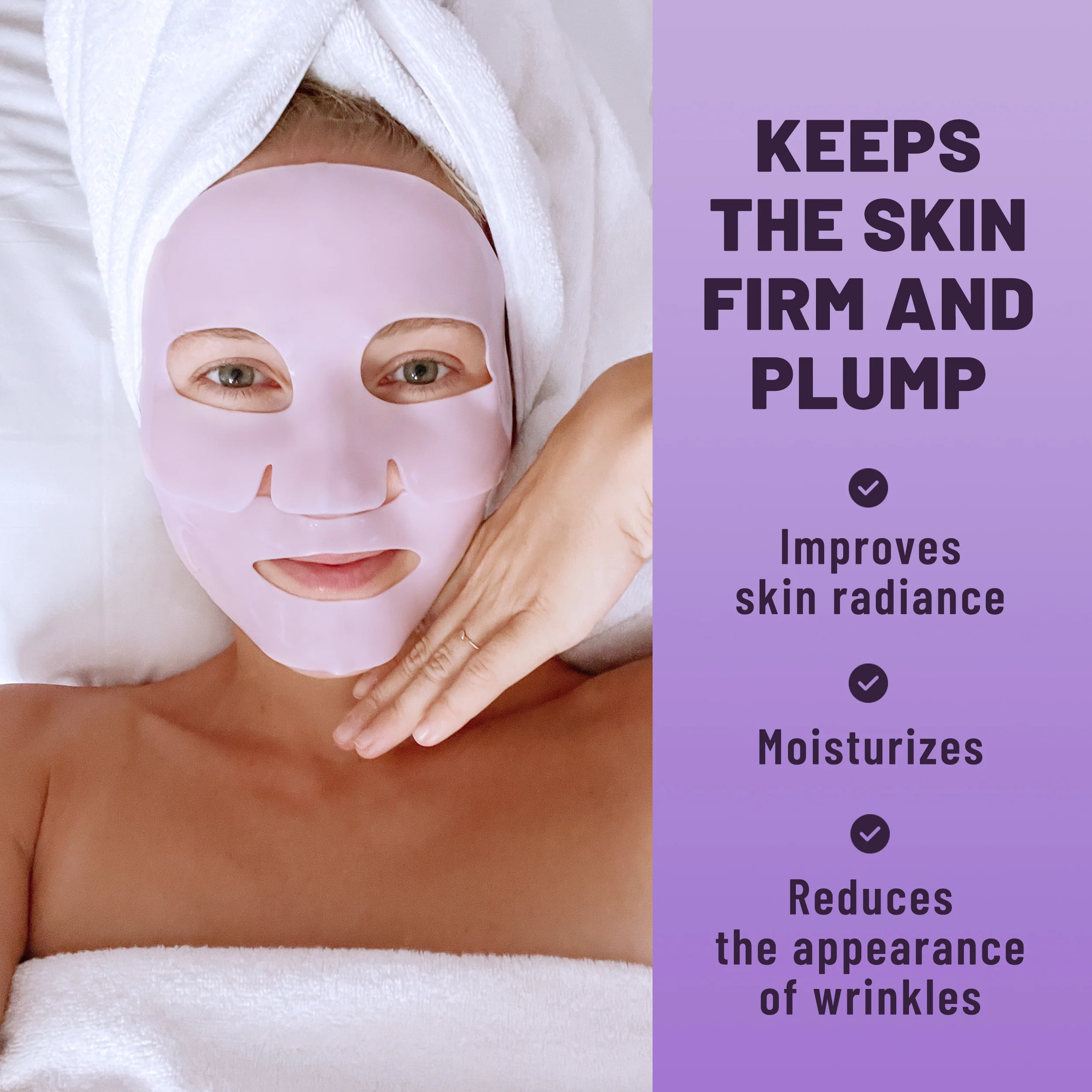 Bio-Collagen Overnight Face Mask Purple Edition, Hydrating & Nourishing Sheet Mask with Collagen, Hyaluronic Acid & Niacinamide, 6 masks - Image 3