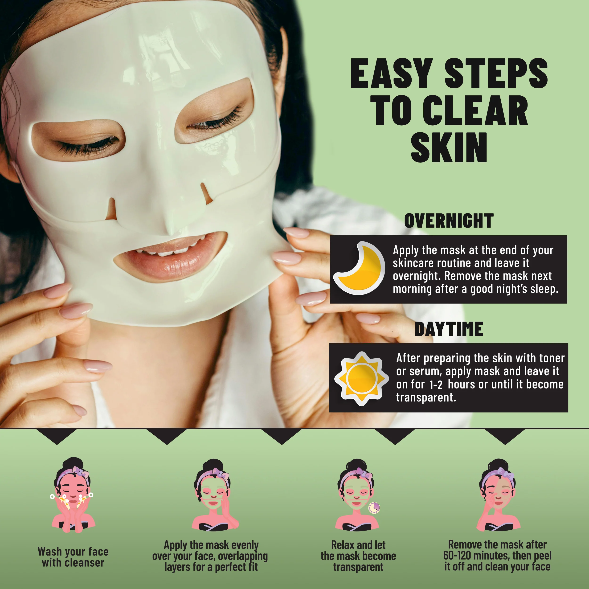 Bio-Collagen Overnight Face Mask, Hydrating & Repairing Sheet Mask with Snail Mucin & Hyaluronic Acid, 6 Masks - Image 5