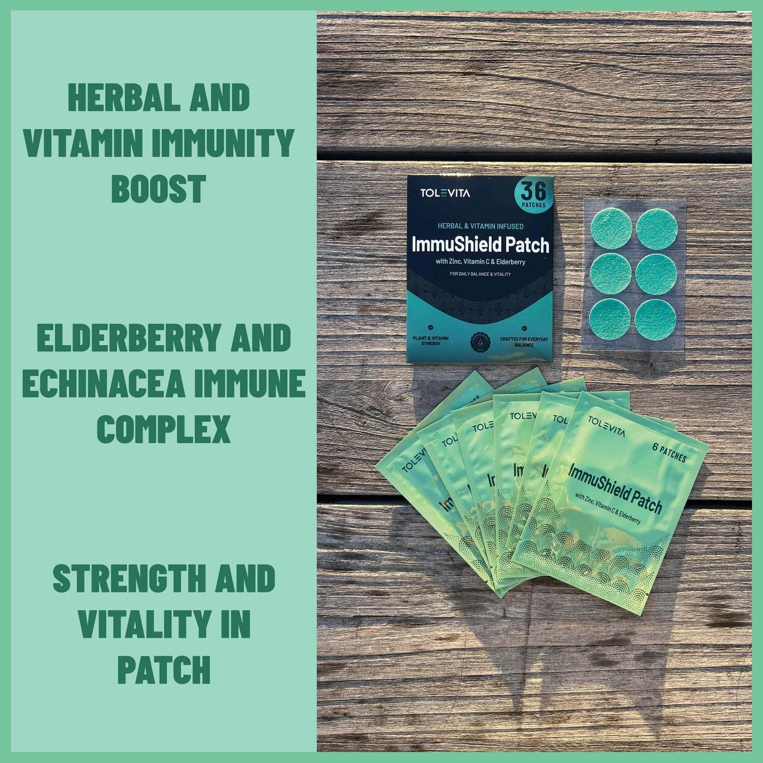 ImmuShield Patches Daily Wellness with Vitamin D3, Zinc & Plant Extracts, 36 patches - Image 3